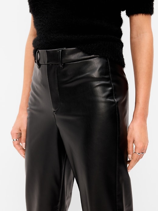 Image number 5 showing, High-Waisted Faux-Leather Pixie Straight Pants