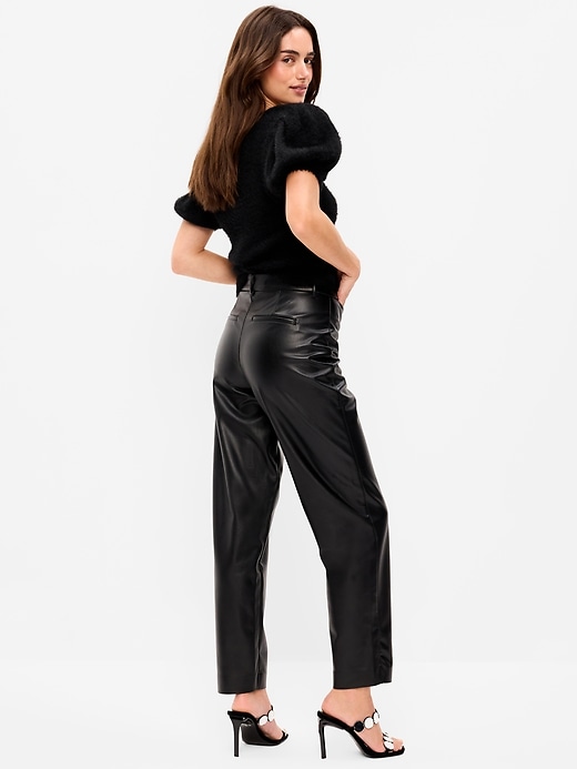 Image number 3 showing, High-Waisted Faux-Leather Pixie Straight Pants