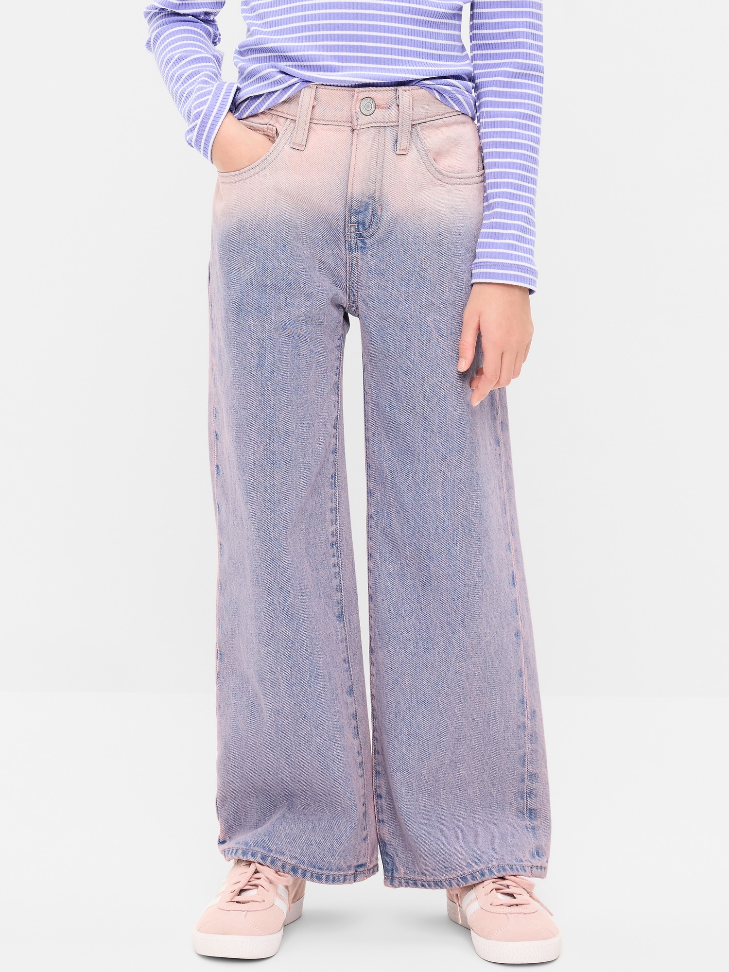 High-Waisted Ombré Baggy Wide-Leg Jeans for Girls