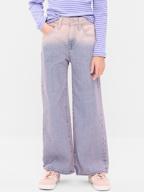 High-Waisted Ombré Baggy Wide-Leg Jeans for Girls