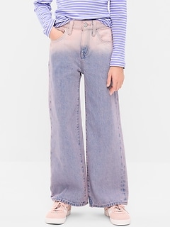 High-Waisted Ombré Baggy Wide-Leg Jeans for Girls