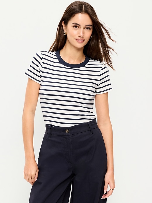 Image number 1 showing, Snug Crew-Neck Ribbed T-Shirt