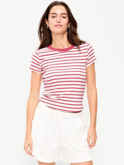 Image number 1 showing, Snug Crew-Neck Ribbed T-Shirt