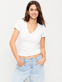 Snug V-Neck Crop T-Shirt