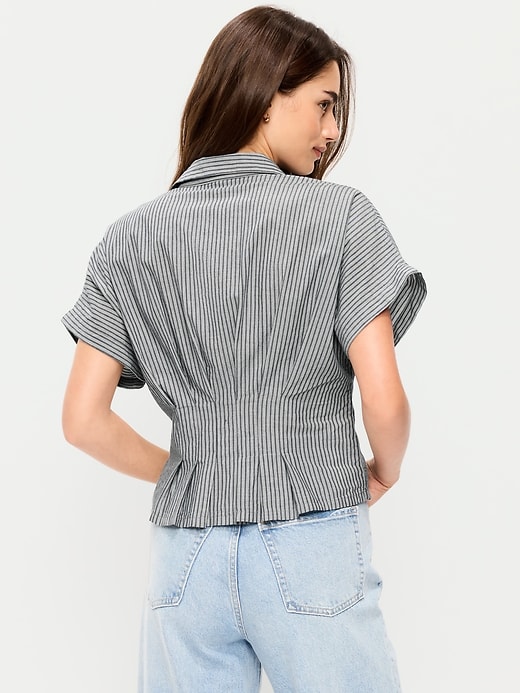Image number 2 showing, Slim Short-Sleeve Cinched-Waist Button-Down Shirt