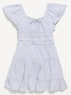 Short-Sleeve Striped Fit & Flare Dress for Girls