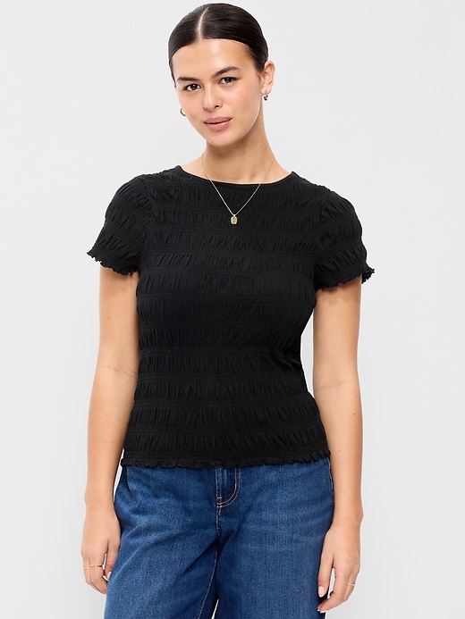 Image number 5 showing, Slit-Neck Smocked Top