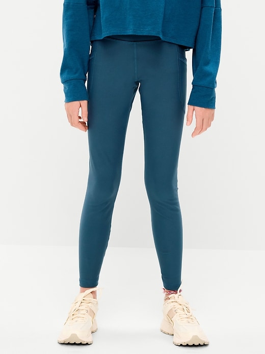 Image number 3 showing, High-Waisted PowerSoft 7/8-Length Side-Pocket Leggings for Girls