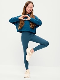Image number 1 showing, High-Waisted PowerSoft 7/8-Length Side-Pocket Leggings for Girls