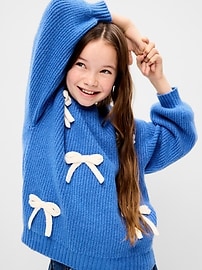 Image number 1 showing, SoSoft Oversized Textured Bows Sweater for Girls