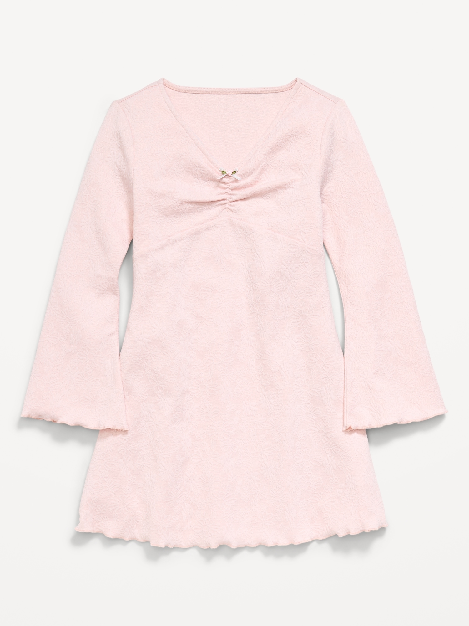 Long-Sleeve Textured Knit Fit and Flare Dress for Girls