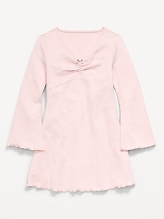 Long-Sleeve Textured Knit Fit and Flare Dress for Girls