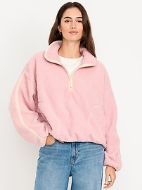 Image number 1 showing, Loose Sherpa Quarter-Zip Pullover