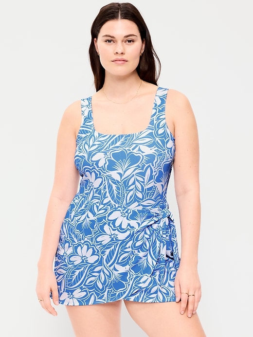 Image number 5 showing, Pique Side-Tie Swim Dress