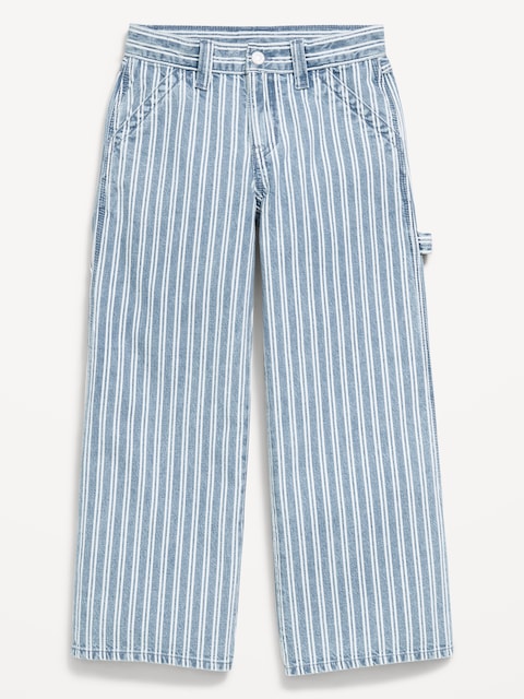 Super Baggy Striped Wide-Leg Carpenter Jeans for Girls