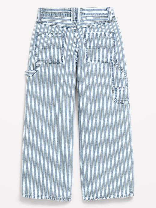 Image number 2 showing, Super Baggy Striped Wide-Leg Carpenter Jeans for Girls