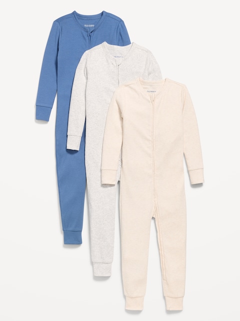 Snug-Fit 2-Way-Zip Pajama One-Piece 3-Pack for Toddler & Baby