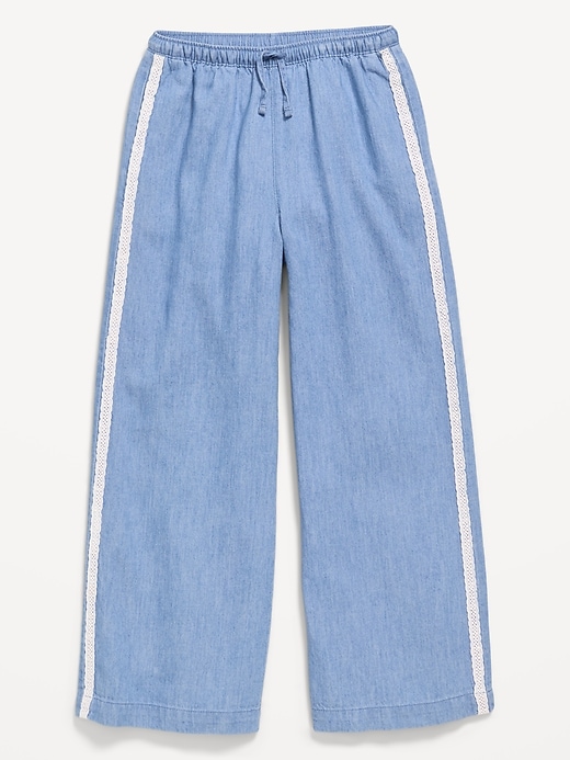 Image number 1 showing, Lace-Trim Chambray Pants for Girls