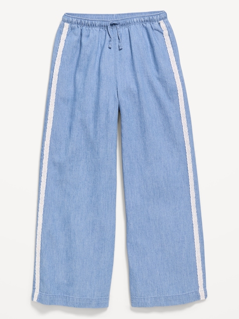 Lace-Trim Chambray Pants for Girls