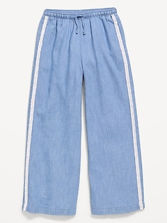 Lace-Trim Chambray Pants for Girls