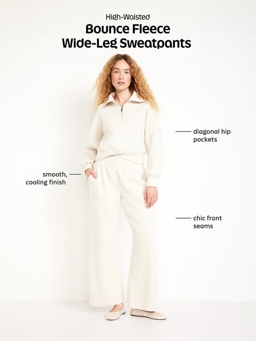 Image number 9 showing, Extra High-Waisted Microfleece Wide-Leg Sweatpants