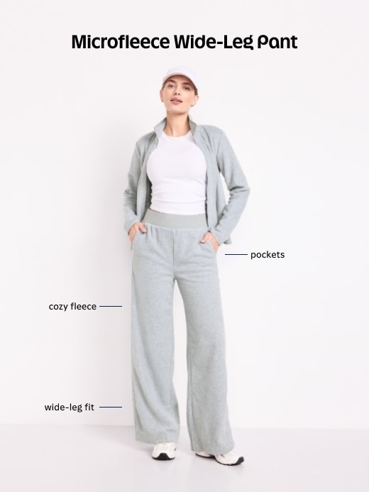 Image number 9 showing, Extra High-Waisted Microfleece Wide-Leg Sweatpants