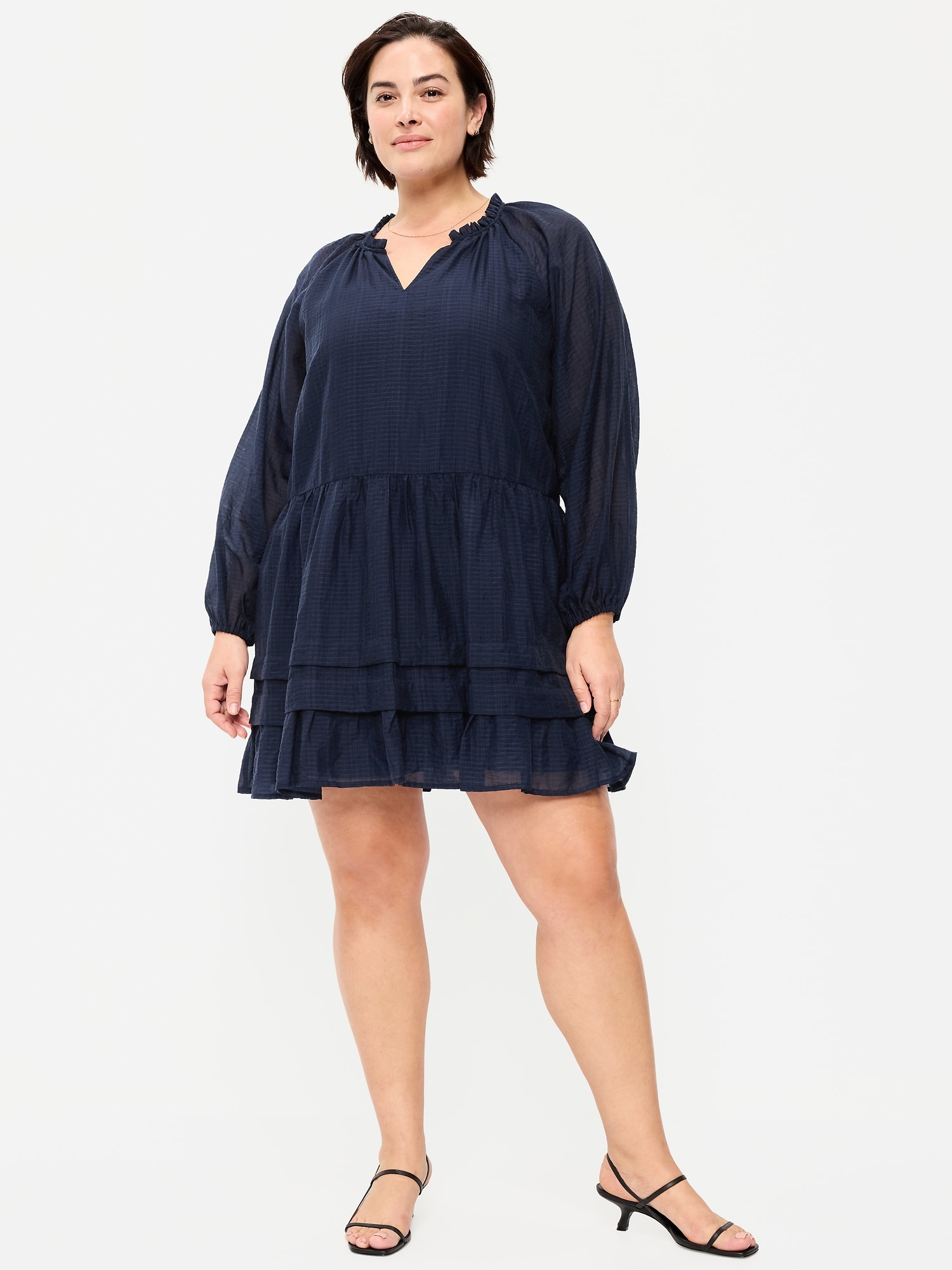 Long-Sleeve Swing Mini Dress