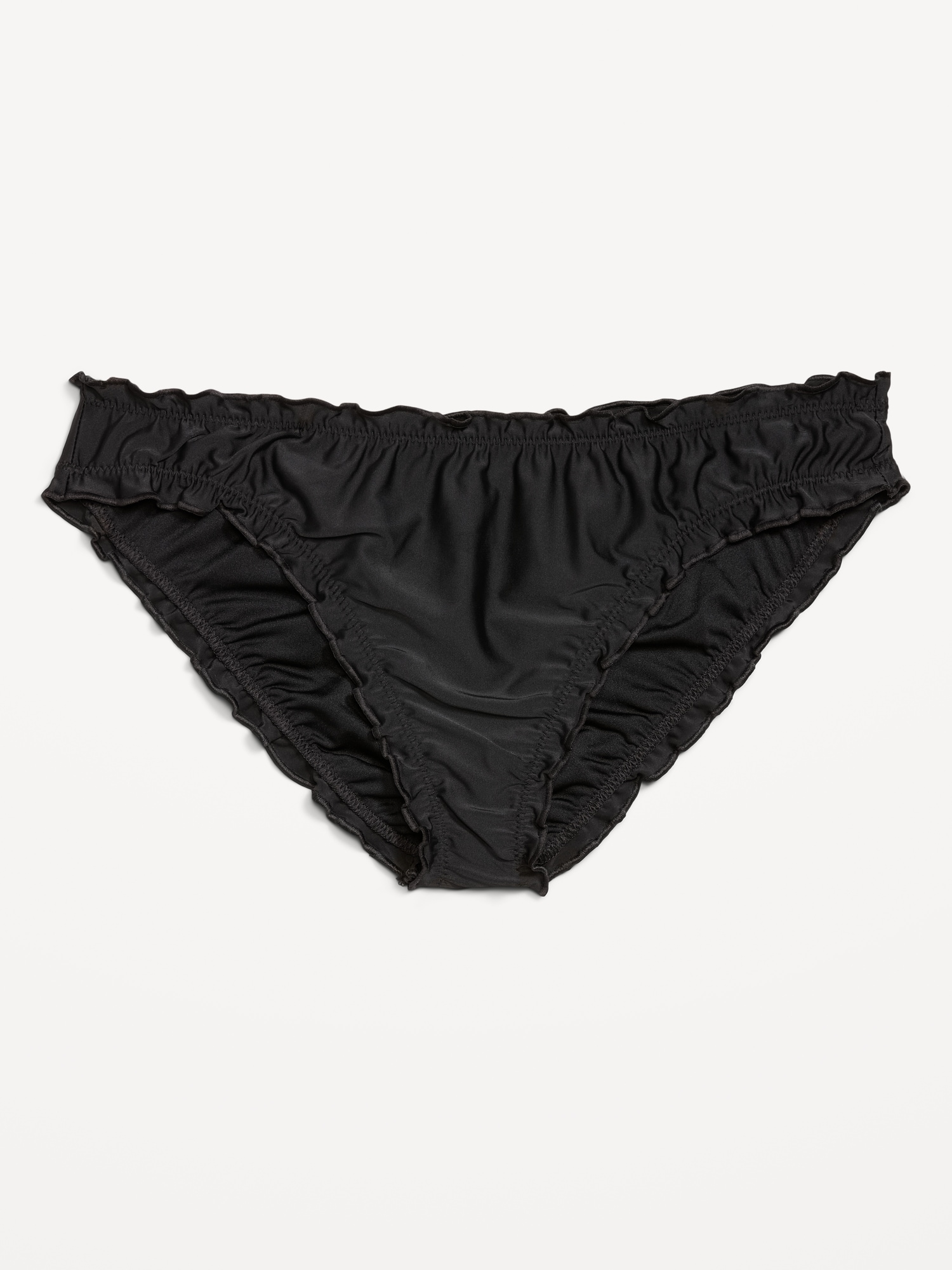 Mid-Rise Ruffle Trim Swim Bottoms