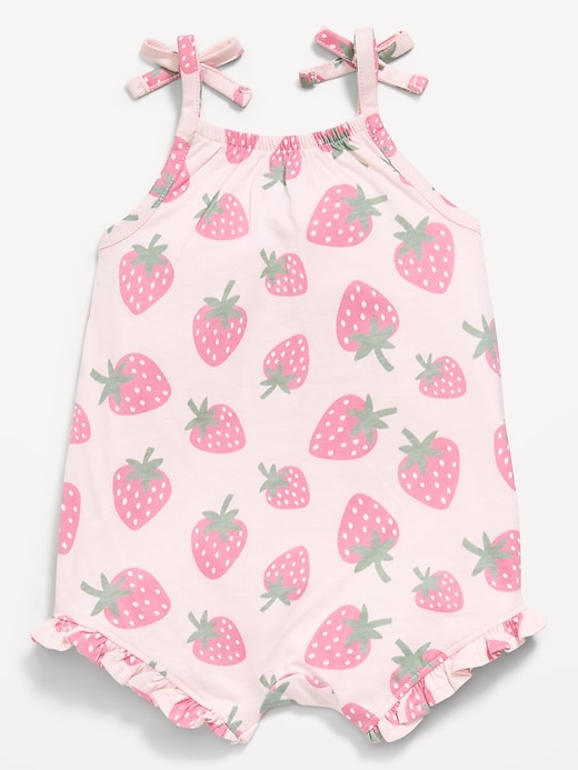 Image number 3 showing, Printed Sleeveless Tie-Strap Romper for Baby