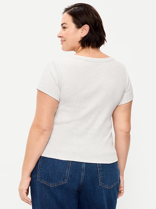 Image number 8 showing, Snug V-Neck Ribbed T-Shirt