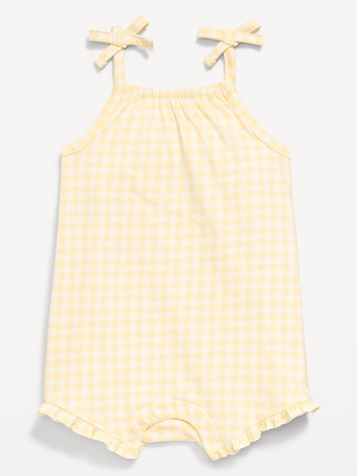 Image number 1 showing, Printed Sleeveless Tie-Strap Romper for Baby
