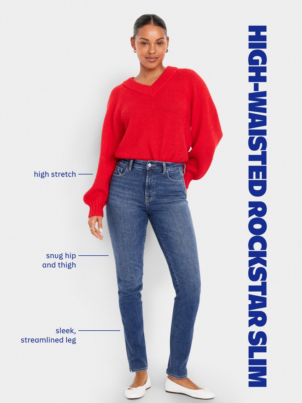 Женские джинсы Old Navy High-Waisted Slim, цвет: Blackjack — фото 5