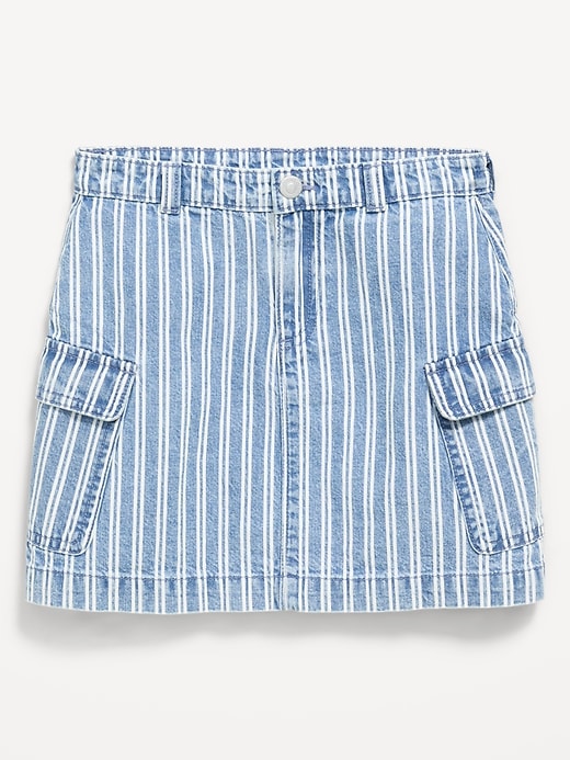 Image number 1 showing, Striped Cargo Jean Skirt for Girls