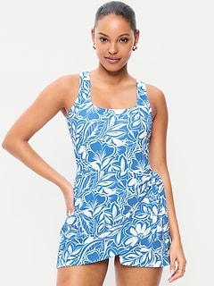 Pique Side-Tie Swim Dress