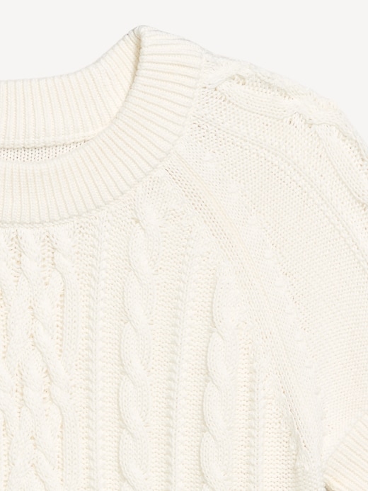 Image number 5 showing, Seaside Cotton Short-Sleeve Cable-Knit Cropped Sweater