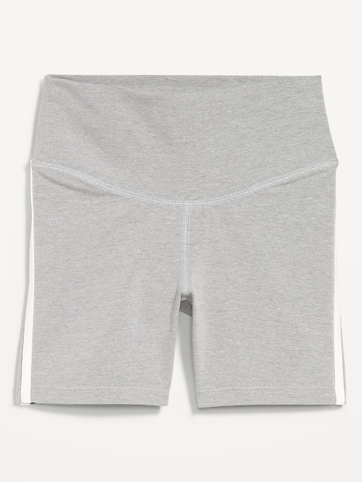 Image number 4 showing, High-Waisted PowerChill Side-Stripe Biker Shorts -- 5-inch inseam