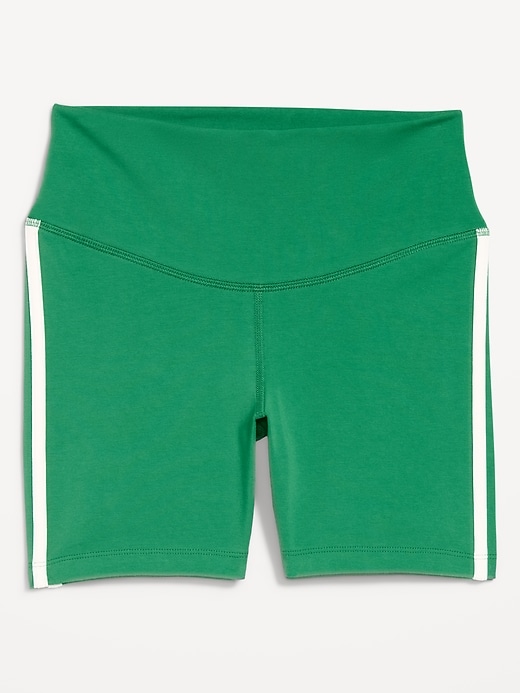 Image number 8 showing, High-Waisted PowerChill Side-Stripe Biker Shorts -- 5-inch inseam