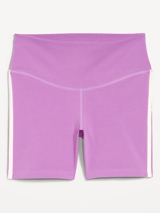 Image number 8 showing, High-Waisted PowerChill Side-Stripe Biker Shorts -- 5-inch inseam