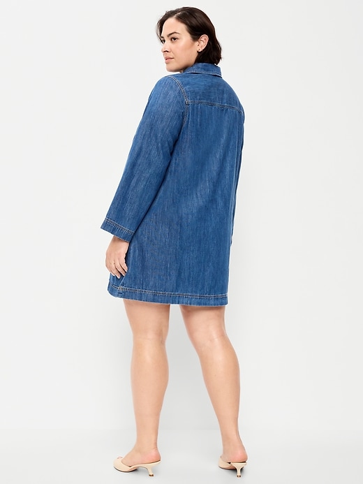Image number 6 showing, Long-Sleeve Popover Jean Mini Dress
