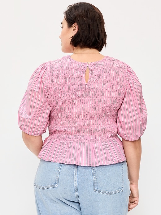 Image number 8 showing, Smocked Puff Sleeve Peplum Top