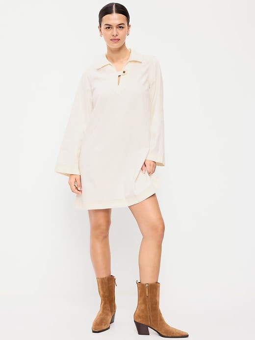 Image number 6 showing, Long-Sleeve Popover Jean Mini Dress