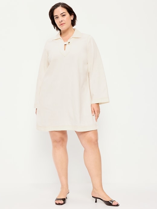 Image number 7 showing, Long-Sleeve Popover Jean Mini Dress