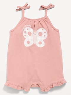 Tie-Strap Graphic One-Piece Romper for Baby