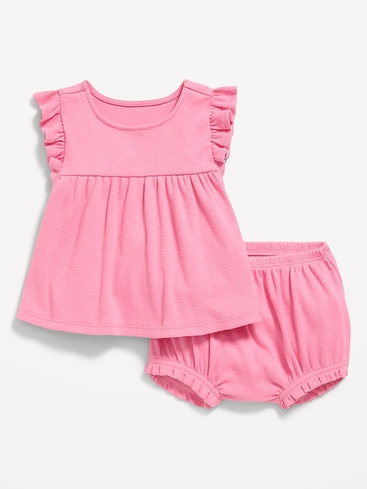 Image number 1 showing, Ribbed Flutter-Sleeve Top and Shorts Set for Baby