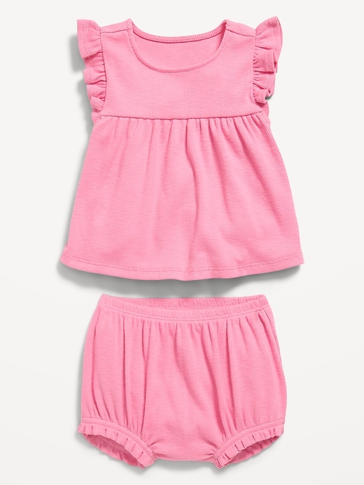 Image number 2 showing, Ribbed Flutter-Sleeve Top and Shorts Set for Baby