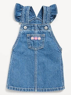 Ruffled Pocket Jean Skirtall Dress for Baby