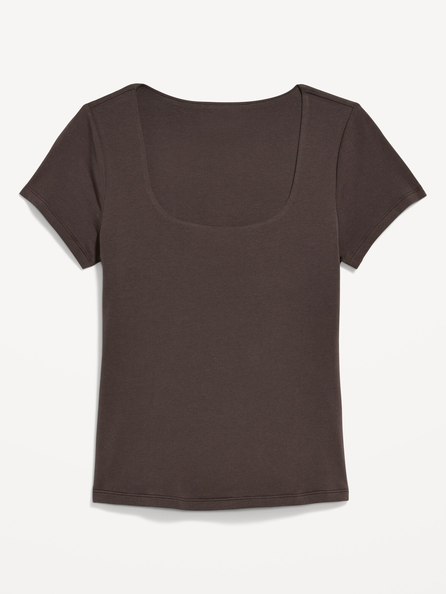 Женский топ Old Navy Hug Double-Layer Scoop-Neck Top, цвет: Чёрный кофейный — фото 5