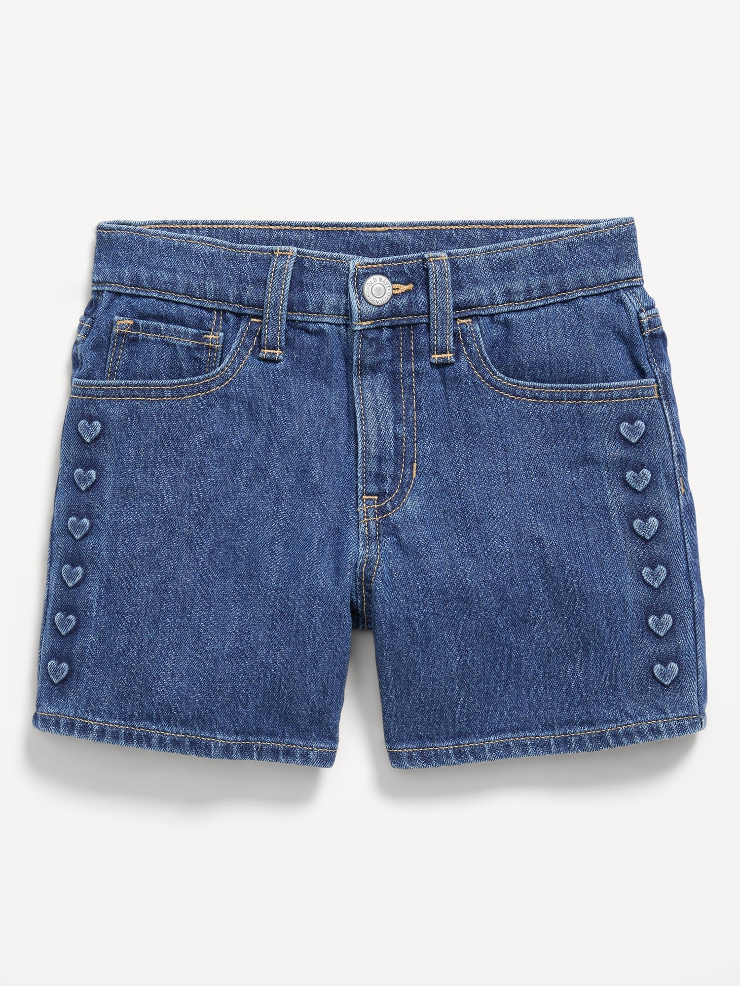 High-Waisted Hearts Jean Midi Shorts for Girls