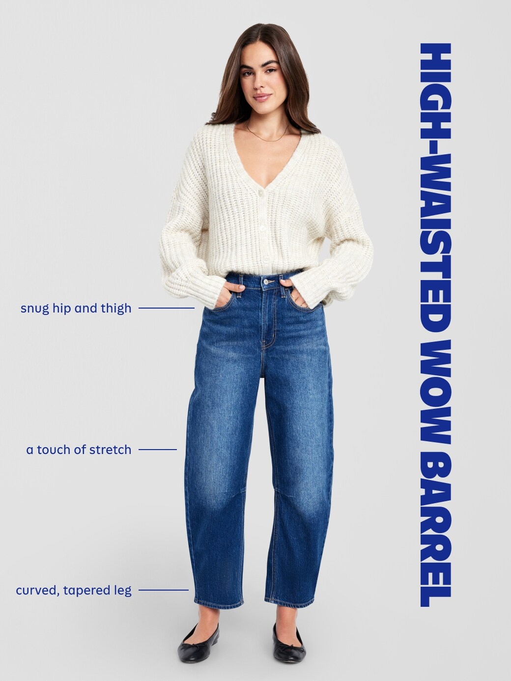 Женские джинсы Old Navy High-Waisted Wow Barrel Ankle, цвет: Тёмная варка — фото 5