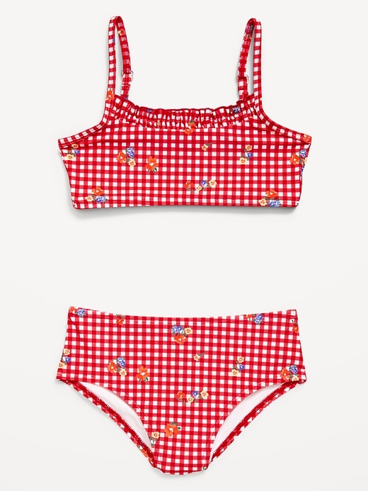 Image number 1 showing, Printed Ruffle-Trim Swim Set for Girls